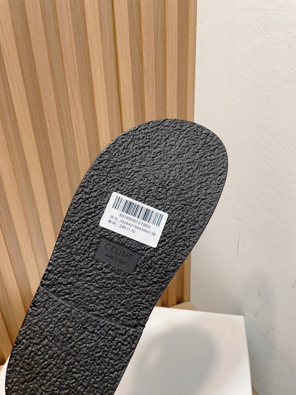 tippi slide sandal white black canvas calfskin