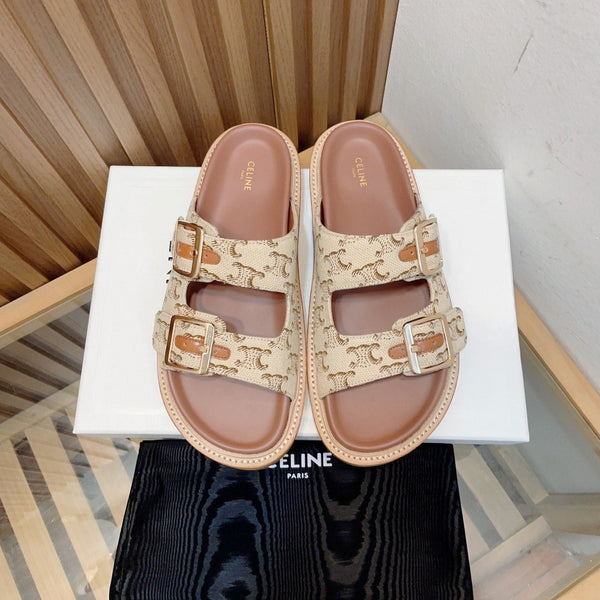 SANDALI CON DOPPIO CINTURINO E TOMAIA IN CAMOSCIO E CHIUSURA CON FIBBIA CARAMELLO MARRONE CARO