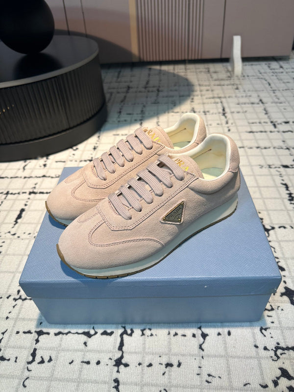 PRA TRIANGLE LOGO SNEAKERS PASTEL PINK SUEDE
