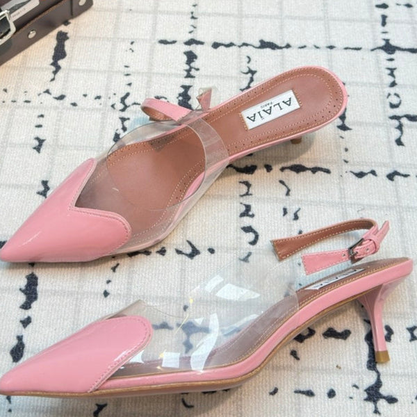 Alaia Heart 50mm Heels Slingbacks Pink Sheepskin 810201