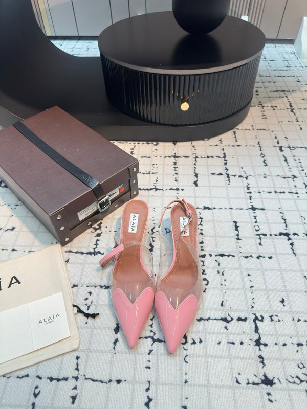 Alaia Heart 50mm Heels Slingbacks Pink Sheepskin 810201