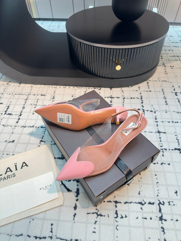 Alaia Heart 50mm Heels Slingbacks Pink Sheepskin 810201