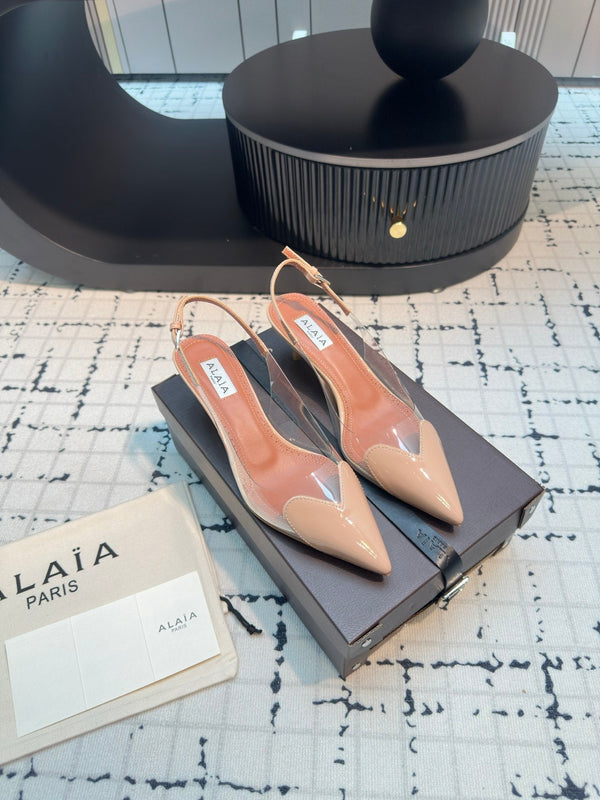 Alaia Heart 50mm Heels Slingbacks Nude Sheepskin 810205