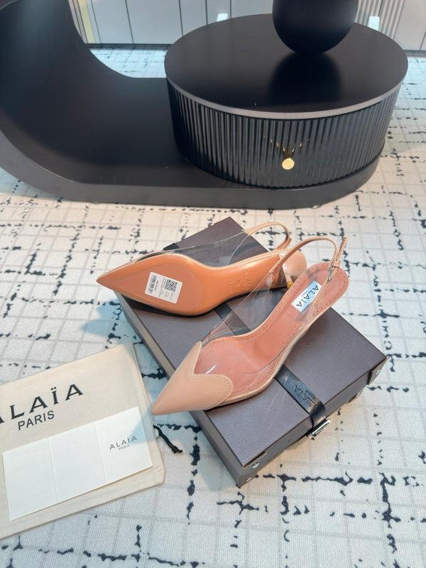 Alaia Heart 50mm Heels Slingbacks Nude Sheepskin 810205