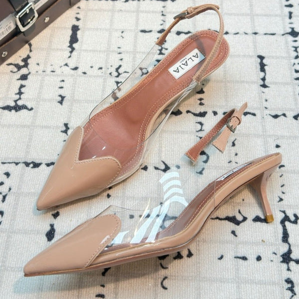 Alaia Heart 50mm Heels Slingbacks Nude Sheepskin 810205