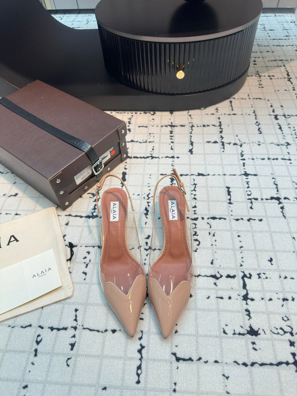 Alaia Heart 50mm Heels Slingbacks Nude Sheepskin 810205