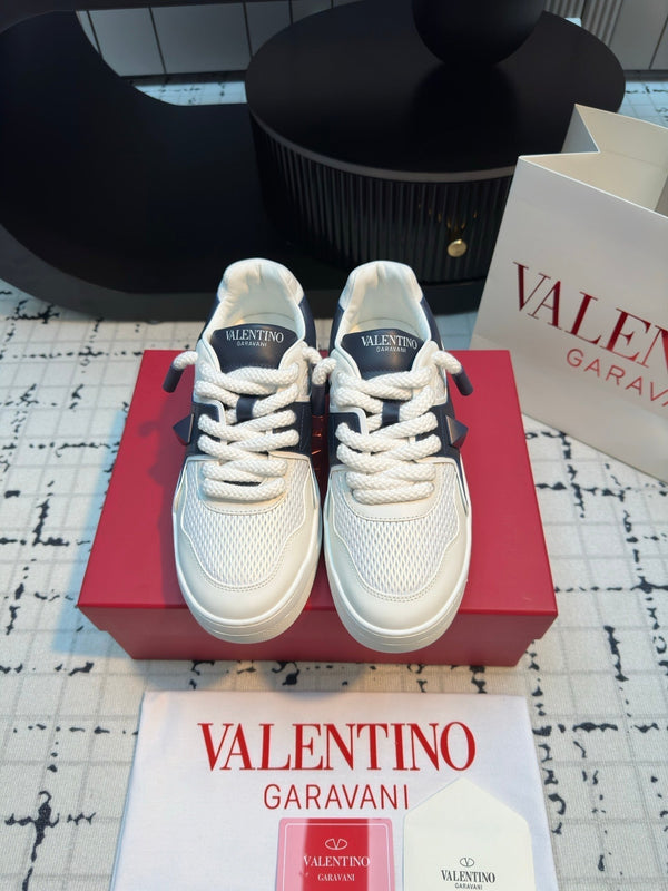 One Stud Xl Trainer In White Mix Black Nappa Leather And Mesh Fabric 824988