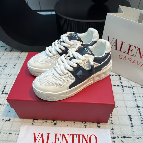 One Stud Xl Trainer In White Mix Black Nappa Leather And Mesh Fabric 824988