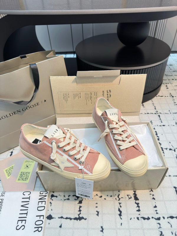 THICK-SOLED V-STAR IN PINK SUEDE WITH CREAM CALFSKIN STAR