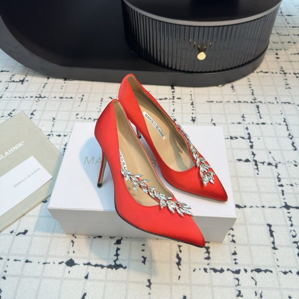Lurum 90 Red Satin Crystal Embellished Pumps 868663