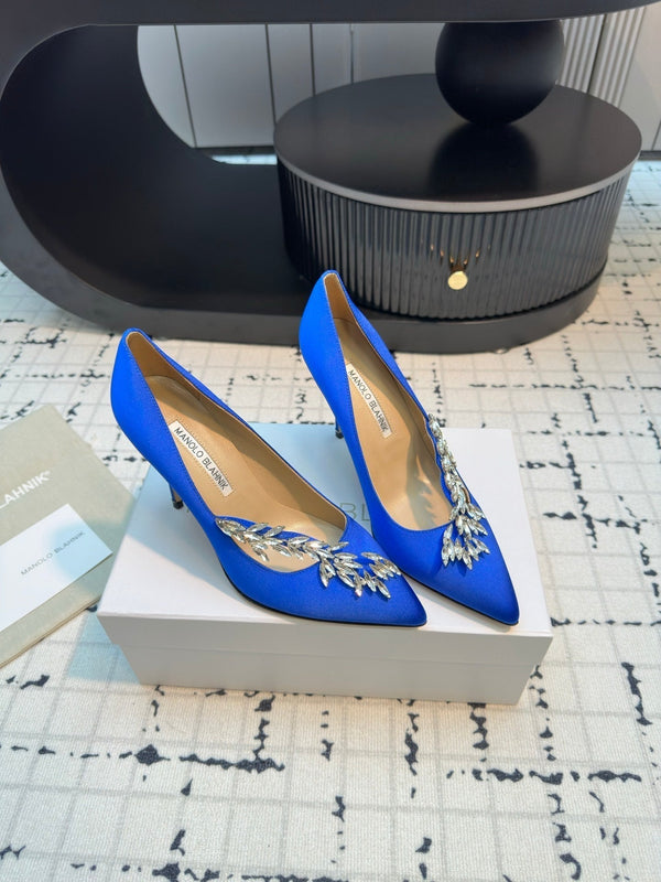 Lurum 90 Blue Satin Crystal Embellished Pumps 868665