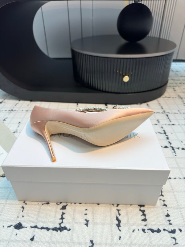 Lurum 90 Beige Satin Crystal Embellished Pumps 868666