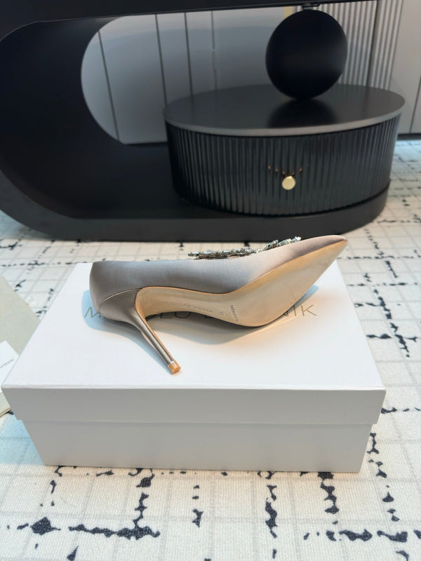 Lurum 90 Taupe Satin Crystal Embellished Pumps 868668