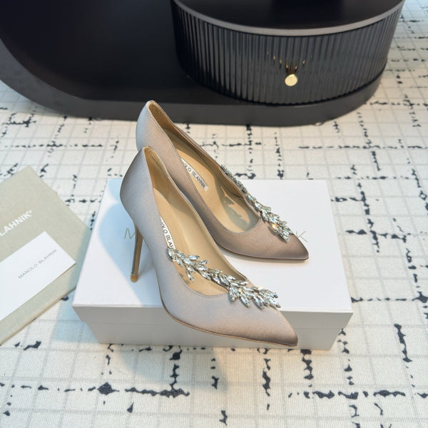 Lurum 90 Taupe Satin Crystal Embellished Pumps 868668