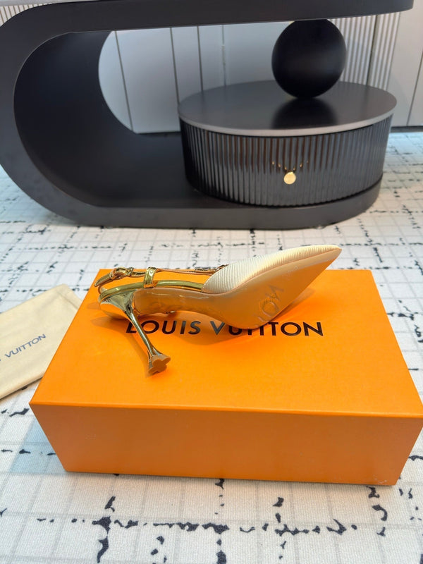 LV Blossom Slingback Pump 95mm Beige Lambskin