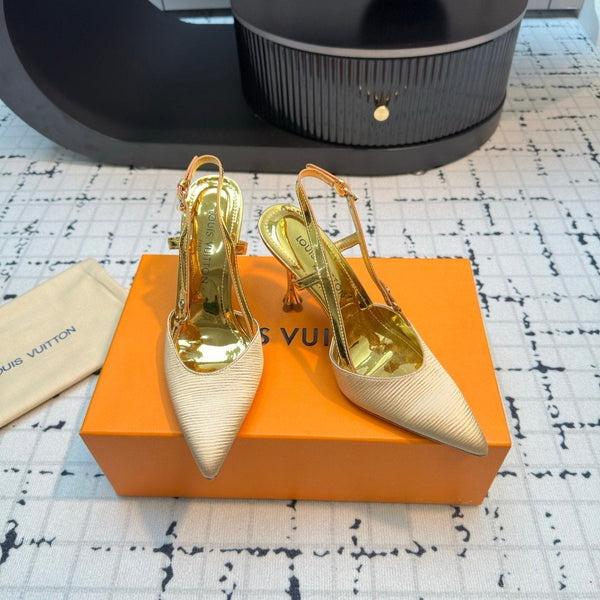 LV Blossom Slingback Pump 95mm Beige Lambskin