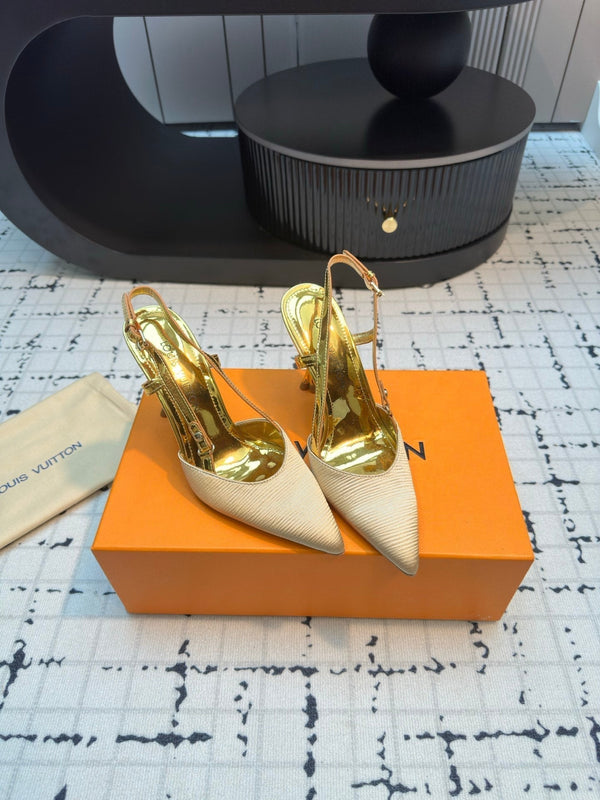 LV Blossom Slingback Pump 95mm Beige Lambskin