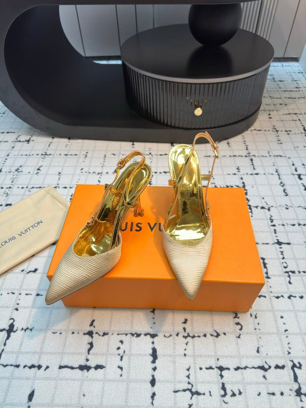 LV Blossom Slingback Pump 95mm Beige Lambskin