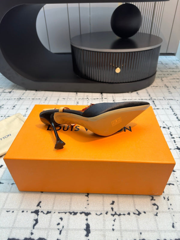 LV Blossom Slingback Pump 95mm Black Lambskin