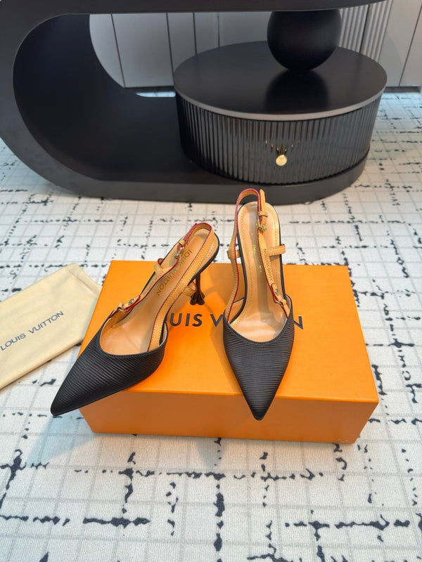 LV Blossom Slingback Pump 95mm Black Lambskin