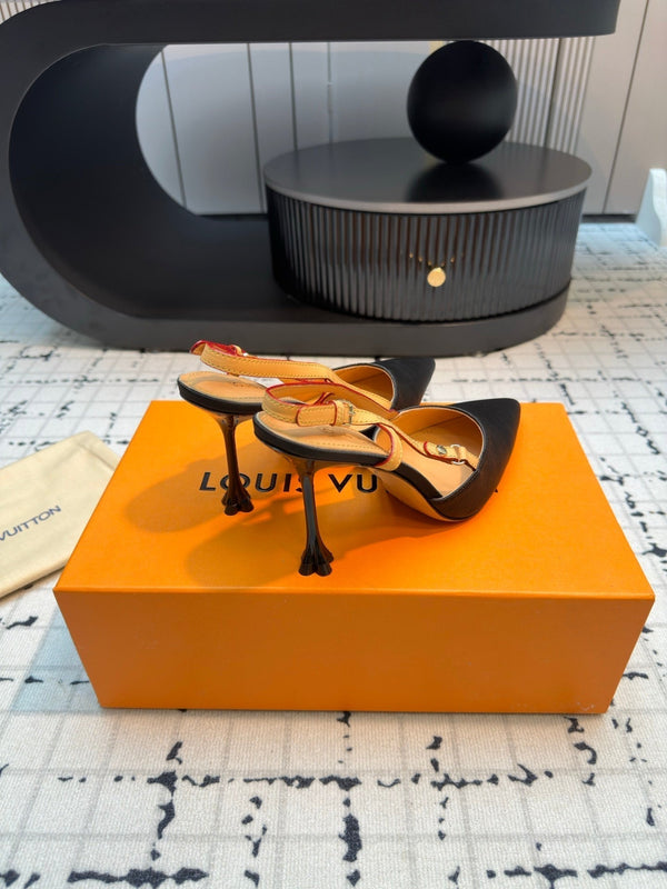 LV Blossom Slingback Pump 95mm Black Lambskin