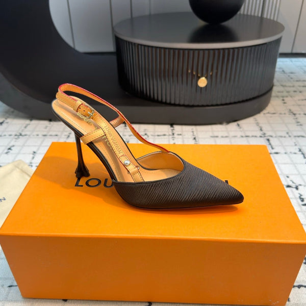 LV Blossom Slingback Pump 95mm Black Lambskin