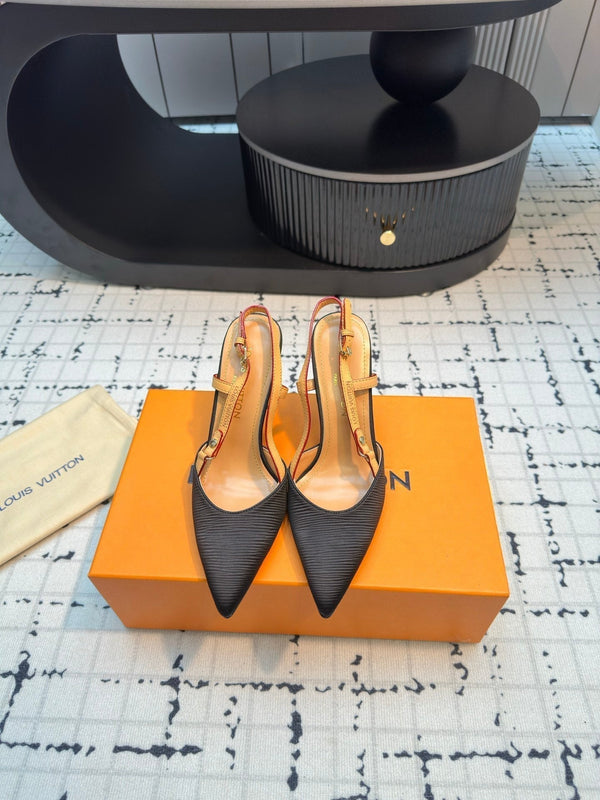 LV Blossom Slingback Pump 95mm Black Lambskin