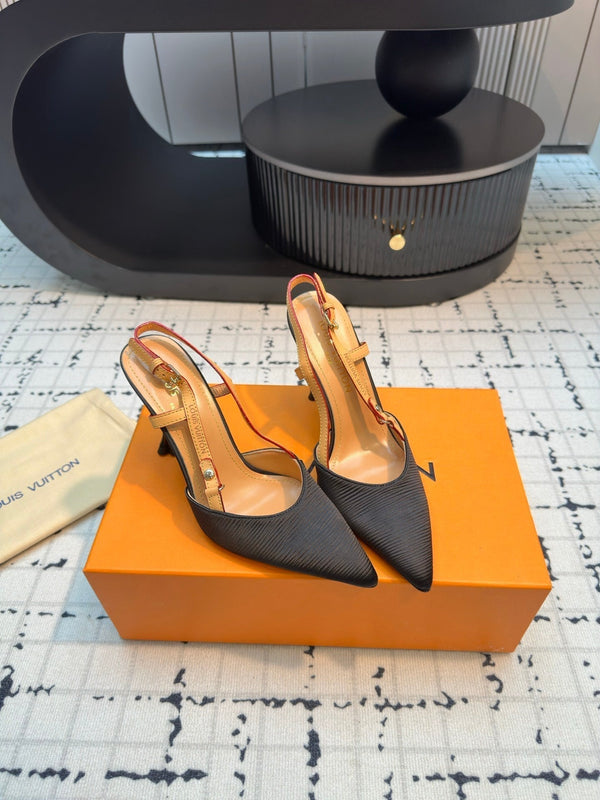 LV Blossom Slingback Pump 95mm Black Lambskin