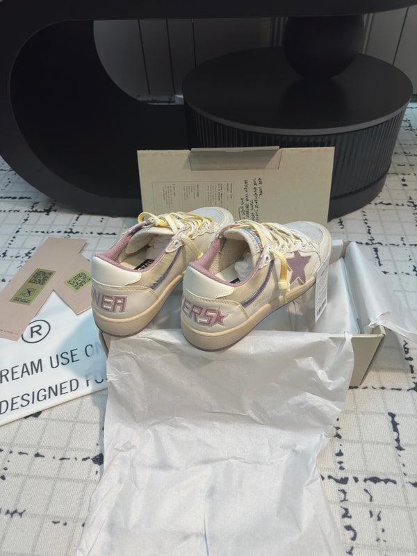 BALL STAR SNEAKERS WHITE CALFSKIN WITH HURRICANE PURPLE STAR