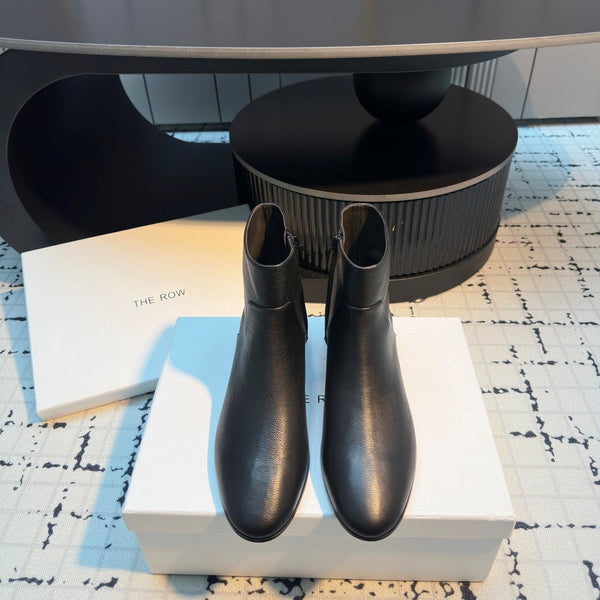 The Row Zipped Ankle Boots 50mm Black Calfskin 429313