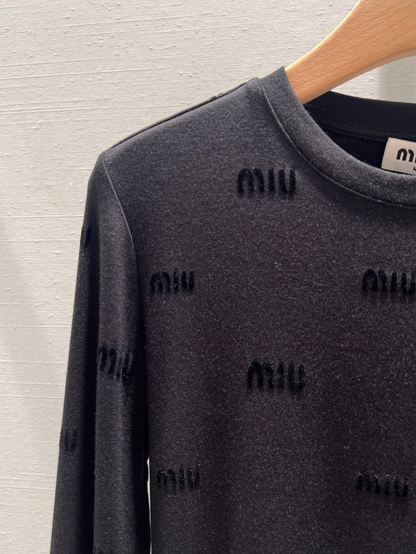 Miu Miu Long Sleeve T-shirt Black Cotton