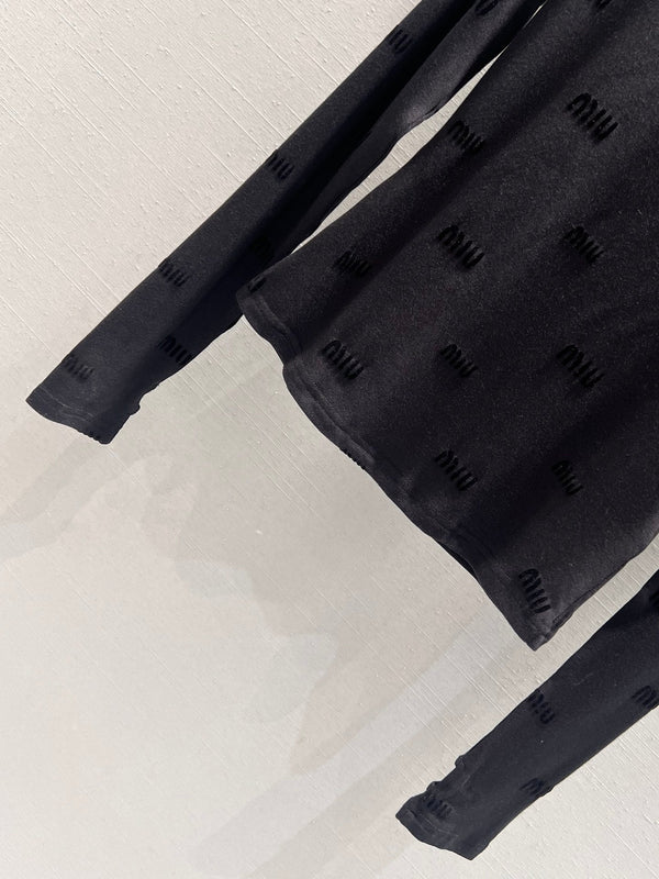 Miu Miu Long Sleeve T-shirt Black Cotton