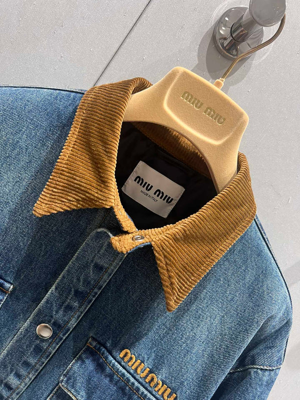 Miu Miu Giacca in denim blu marrone cotone 206450