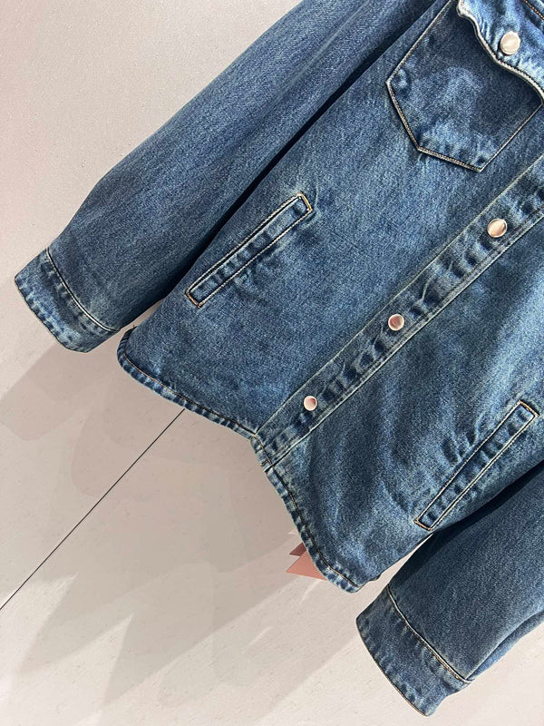 Miu Miu Giacca in denim blu marrone cotone 206450