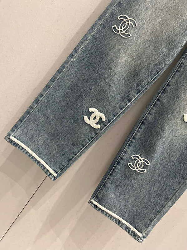 CC Logo Pant Blue Denim Fabric