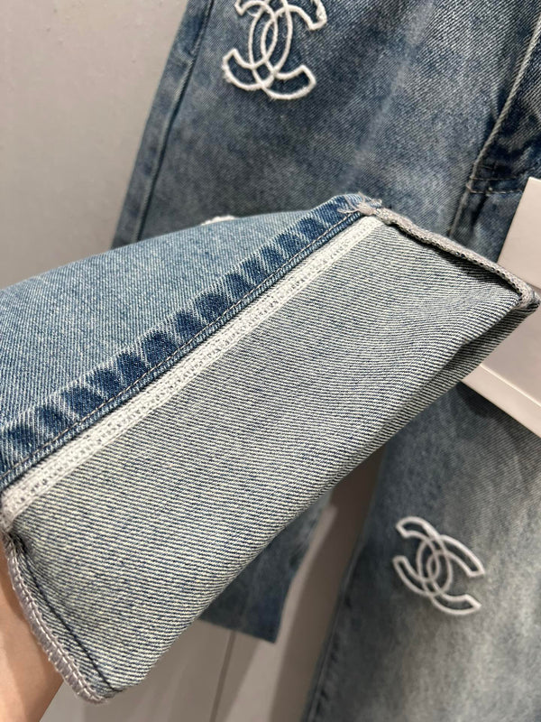 CC Logo Pant Blue Denim Fabric