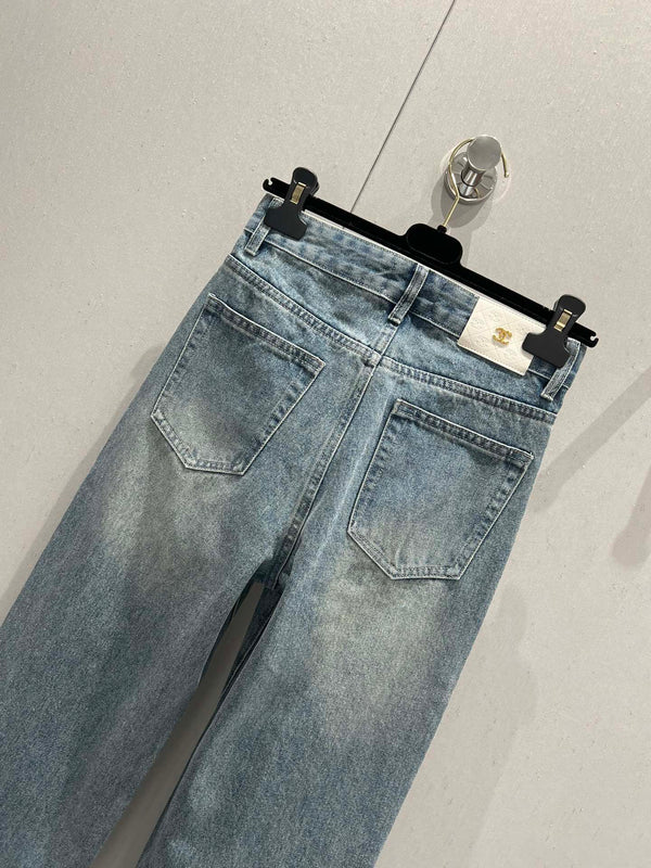 CC Logo Pant Blue Denim Fabric