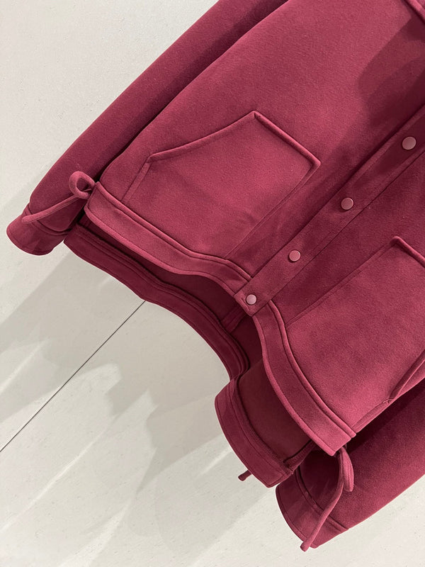 Loewe Logo Embroidered Jacket Burgundy Cotton