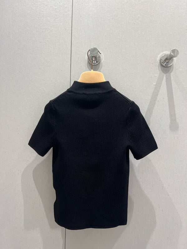 Miu Miu 25 Short-sleeved Knit Sweater Black Viscose