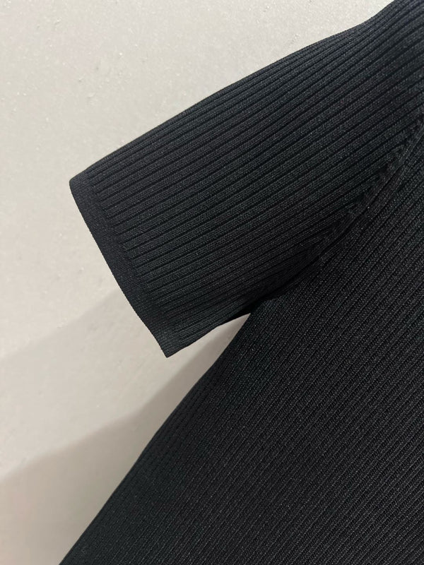 Miu Miu 25 Short-sleeved Knit Sweater Black Viscose