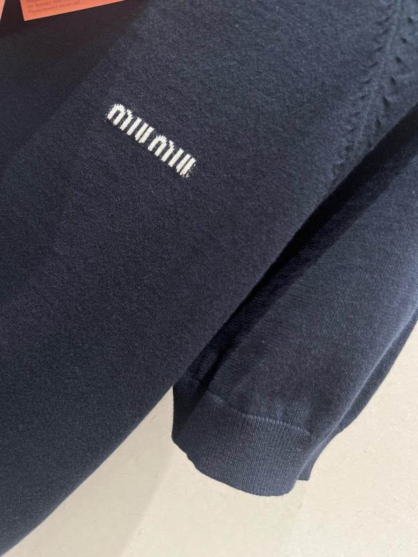 Miu Miu T-shirt a maniche corte Blu navy Cashmere