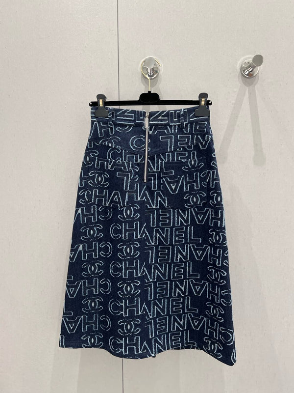 CC 25 Long Skirt Blue Cotton