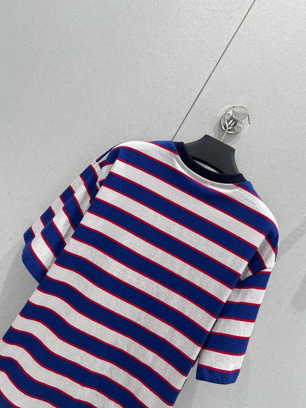 Prada 25 Striped T-shirt White Red Blue cotton 210435