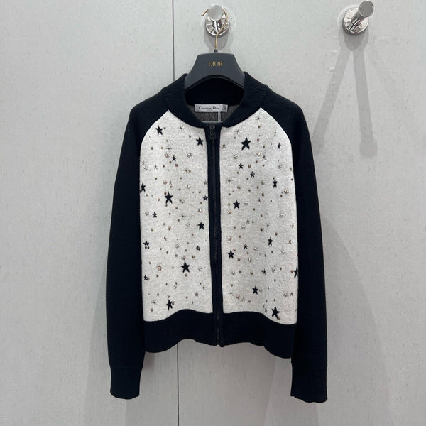CD 25 Round Neck Cardigan Black White Cashmere 210860