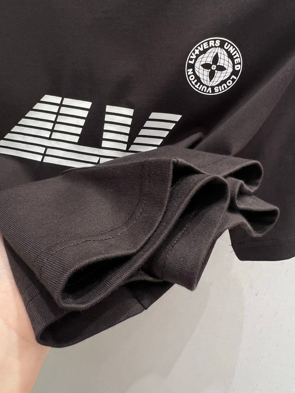 LV 25 Neck Short-Sleeved T-shirt Brown Cotton 212817