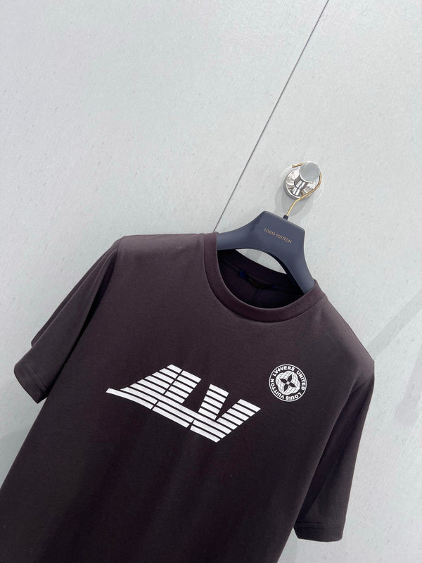 LV 25 Neck Short-Sleeved T-shirt Brown Cotton 212817