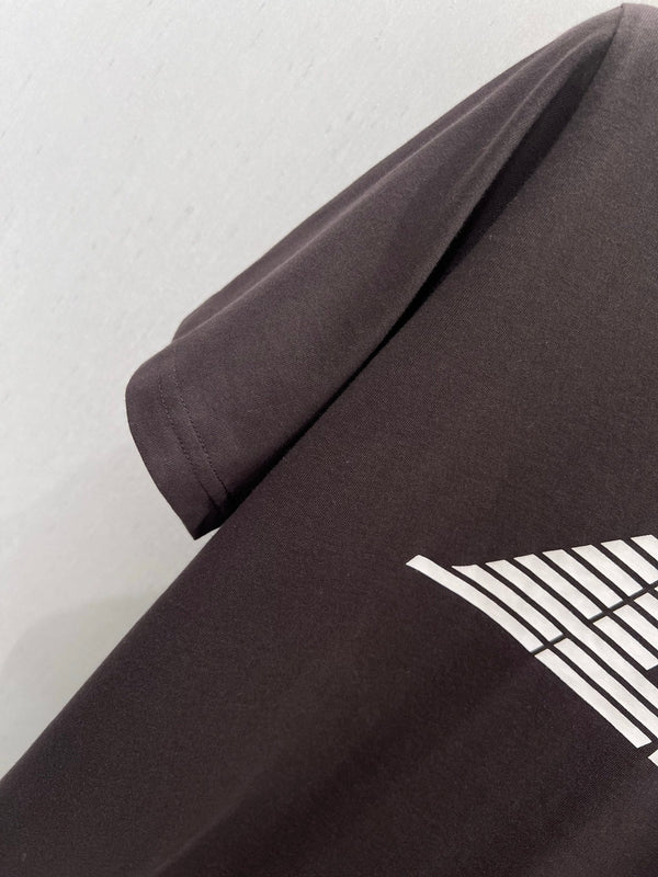 LV 25 Neck Short-Sleeved T-shirt Brown Cotton 212817