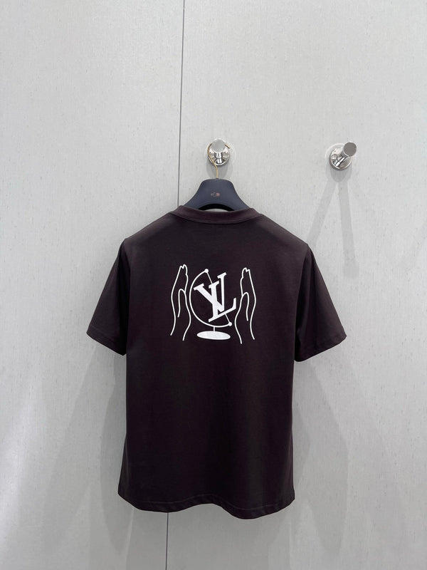 LV 25 Neck Short-Sleeved T-shirt Brown Cotton 212817