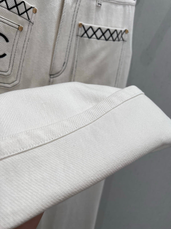 CC 25 Straight Jeans White Cotton