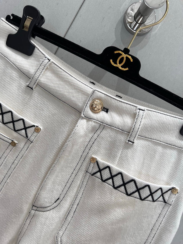 CC 25 Straight Jeans White Cotton